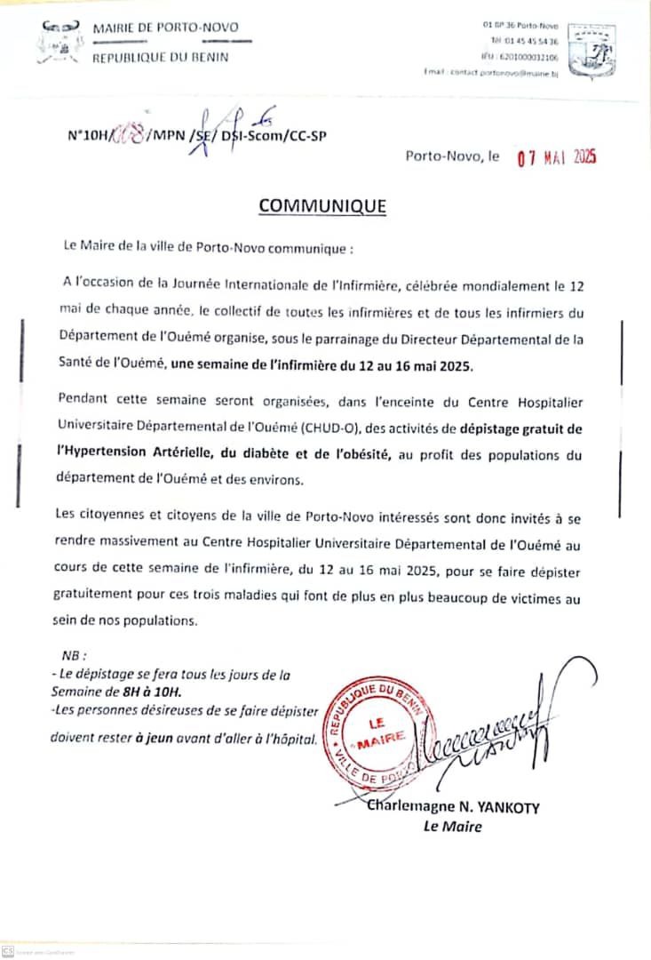 Semaine de l'Infirmière du 12 au 16 mai 2025